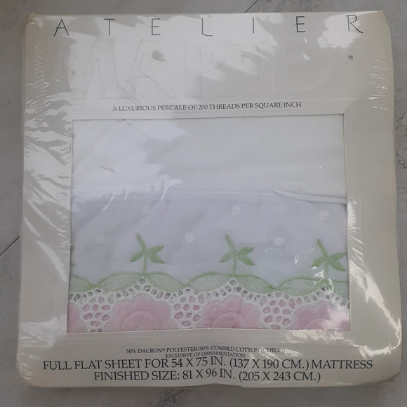 Vintage Atelier Martex Flat & Fitted Sheet Percale 200 Thread Count Full Size - Picture 4 of 6